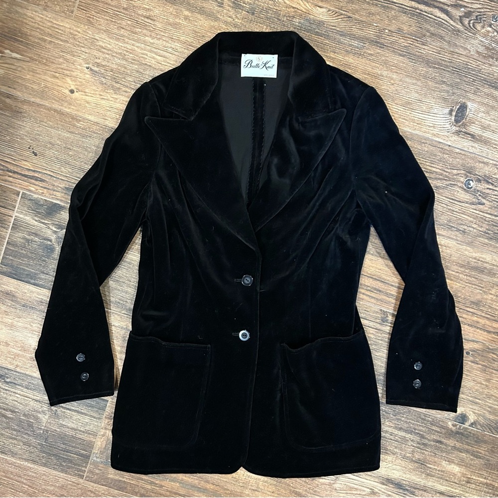 Vintage Butte Knit Black Velvet Blazer Jacket | 70s Classic | Size S/M
